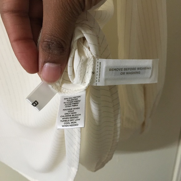 Ann Taylor Loft Cream Shimmer Pinstripe Blouse - Picture 11 of 13
